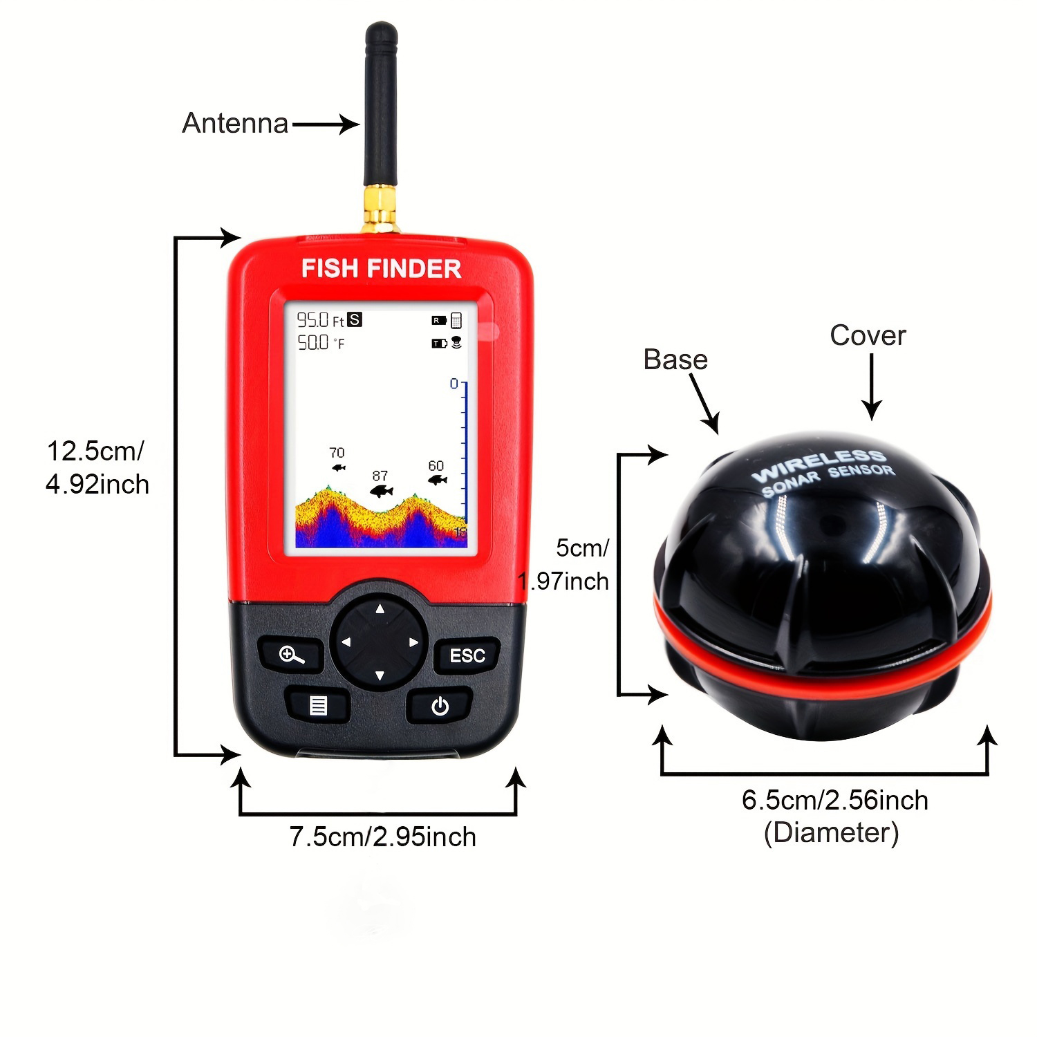 Portable Fish Finder, With Wir - Fishing Boat Depth Finder のレビューと価格
