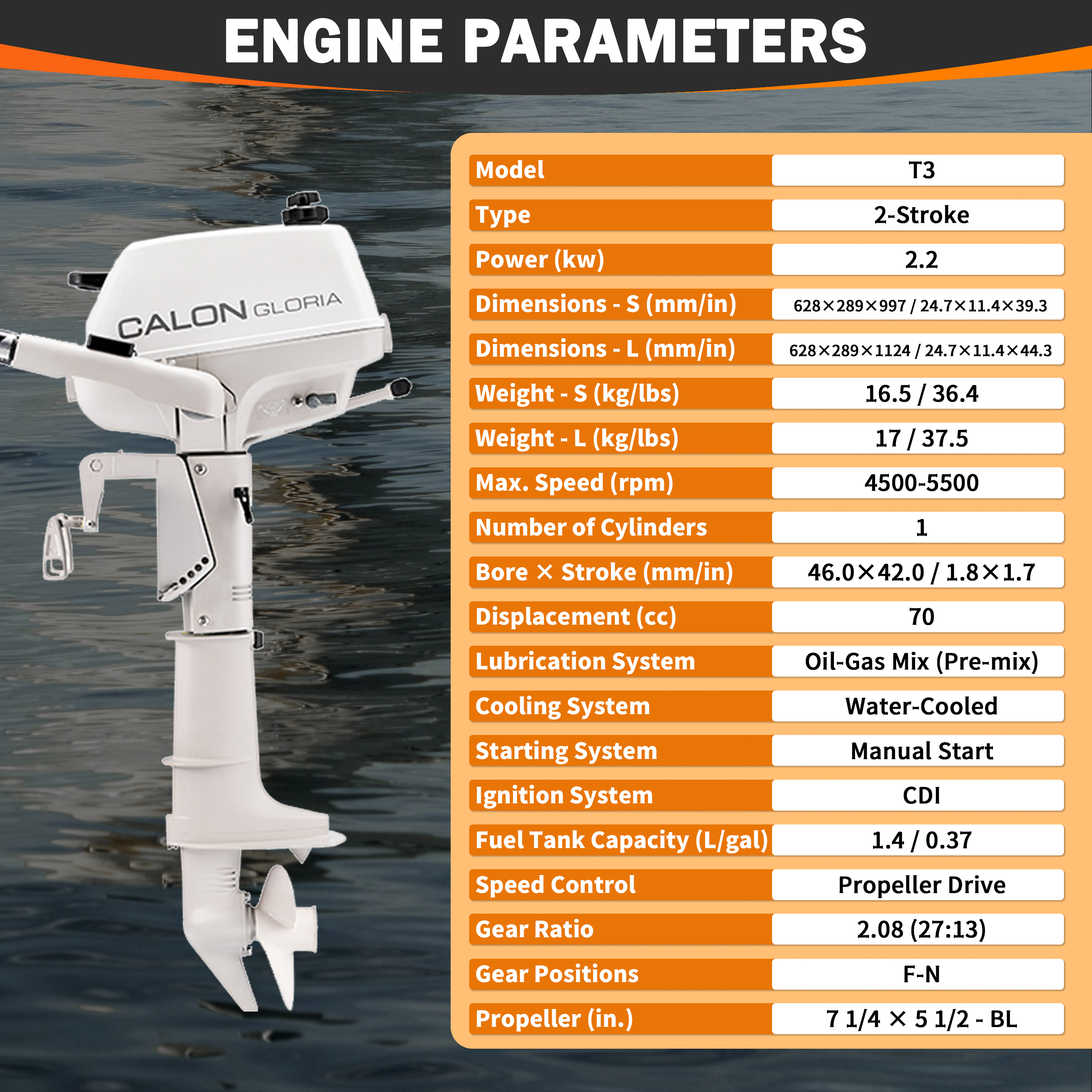 2 Stroke 3HP Calon Outboard Mo - Fishing Boat Outboard Motor のレビューと価格