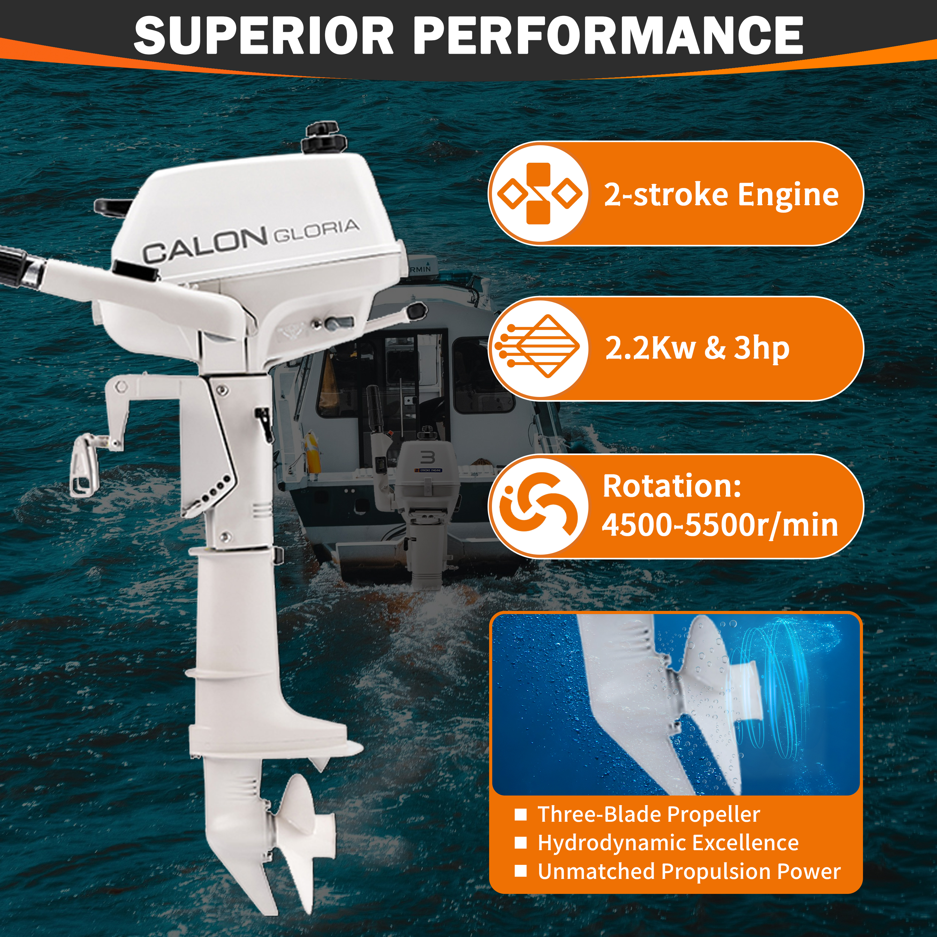 2 Stroke 3HP Calon Outboard Mo - Fishing Boat Outboard Motor のレビューと価格