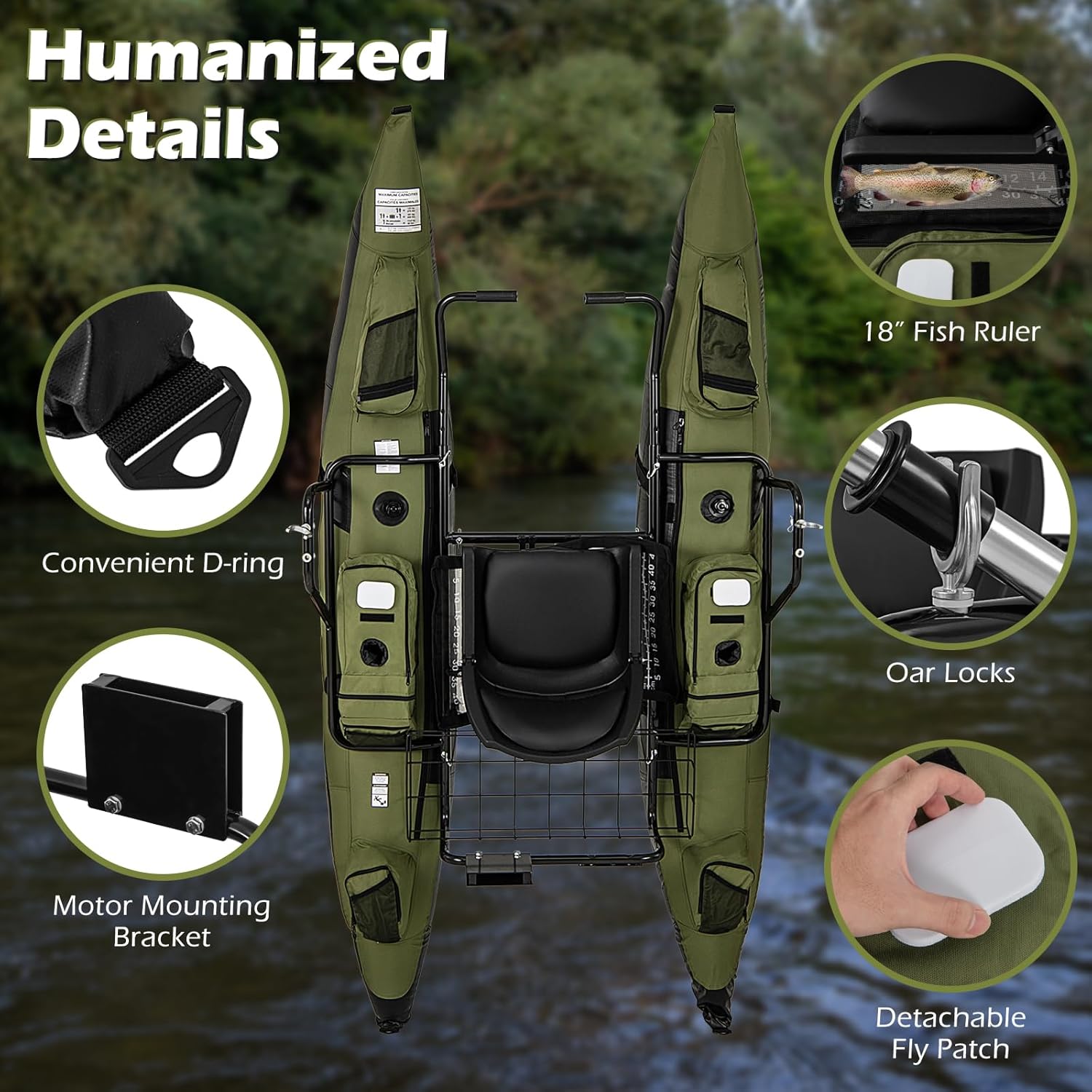 Adult Inflatable Belly Boat wi - Fishing Boat Paddle のレビューと価格