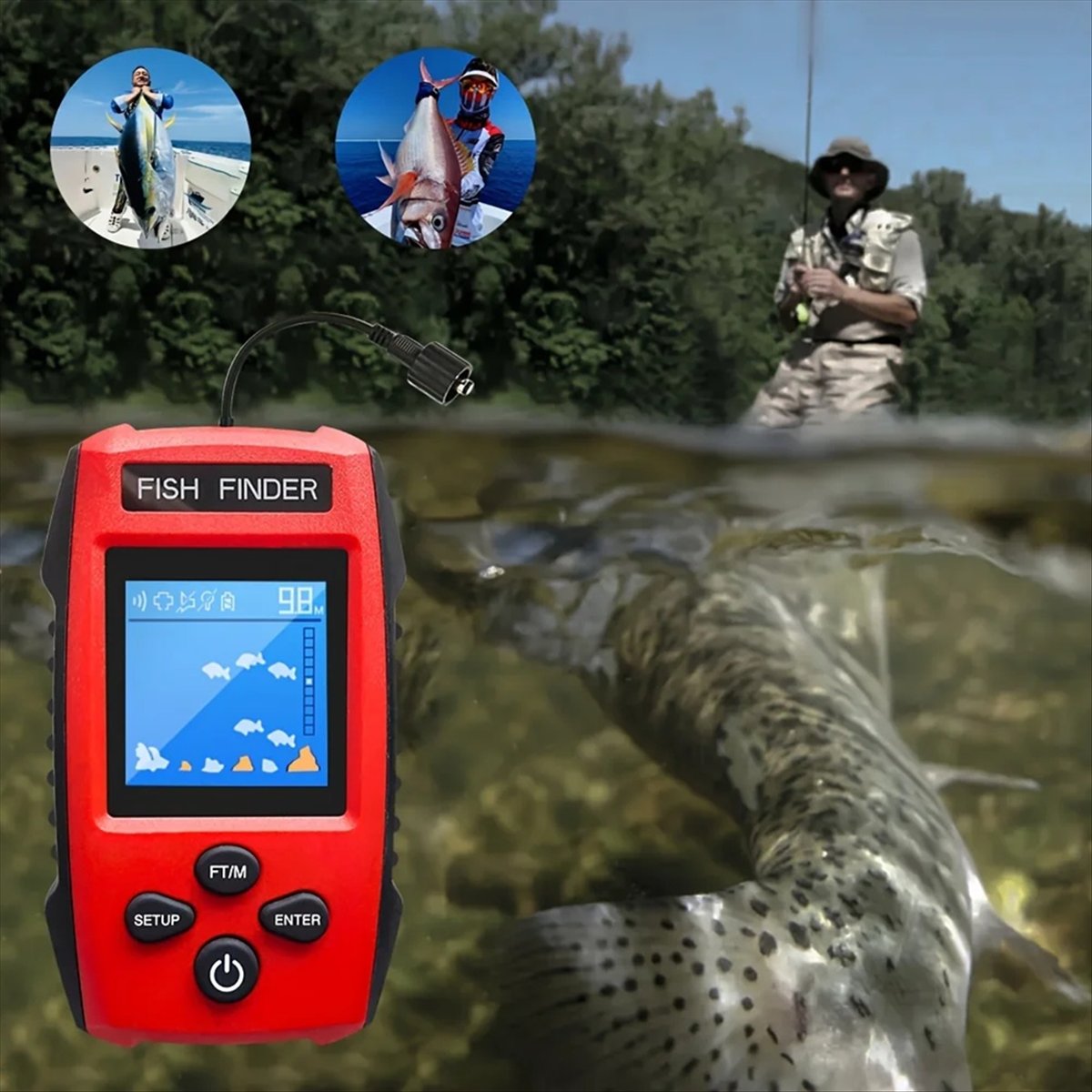 Color LCD Fish Finder Wired So - Fishing Boat Depth Finder のレビューと価格