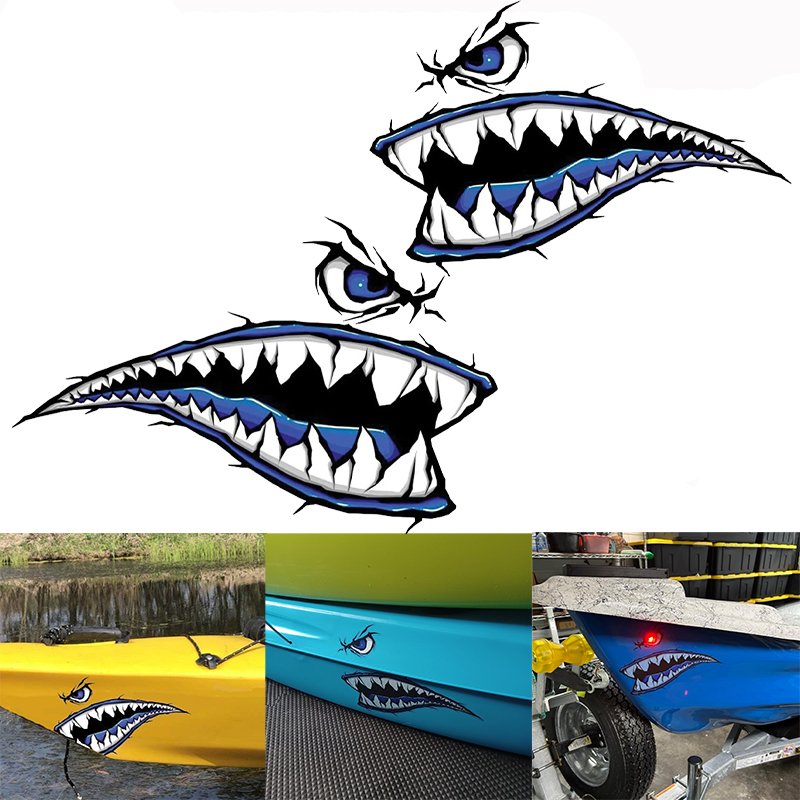 2PCS Shark Teeth Mouth Boat St - Fishing Boat Trailer のレビューと価格