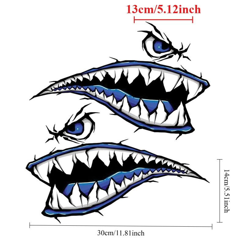 2PCS Shark Teeth Mouth Boat St - Fishing Boat Trailer のレビューと価格