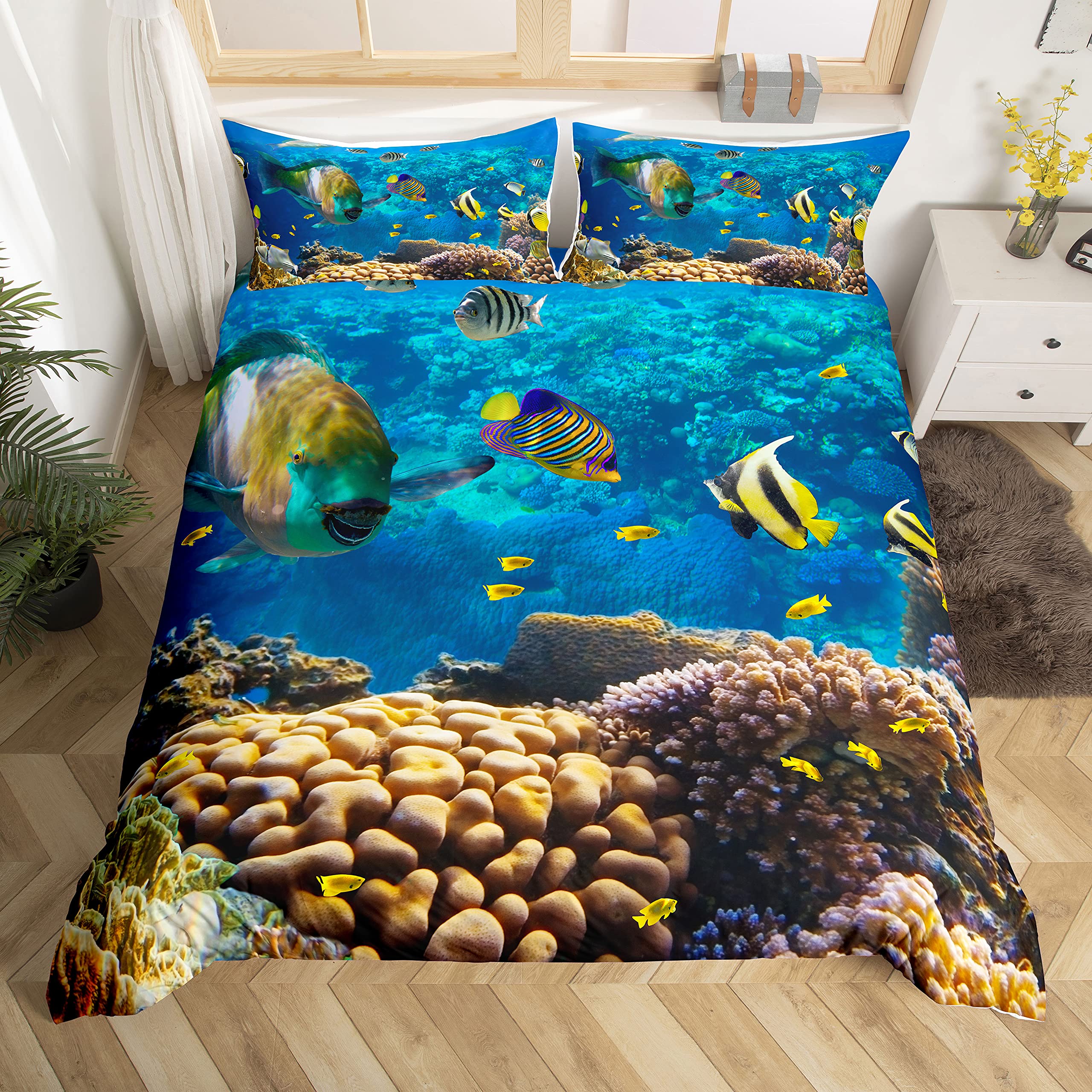 Fish Duvet Cover Set Ocean Bed - Fishing Boat Cover のレビューと価格