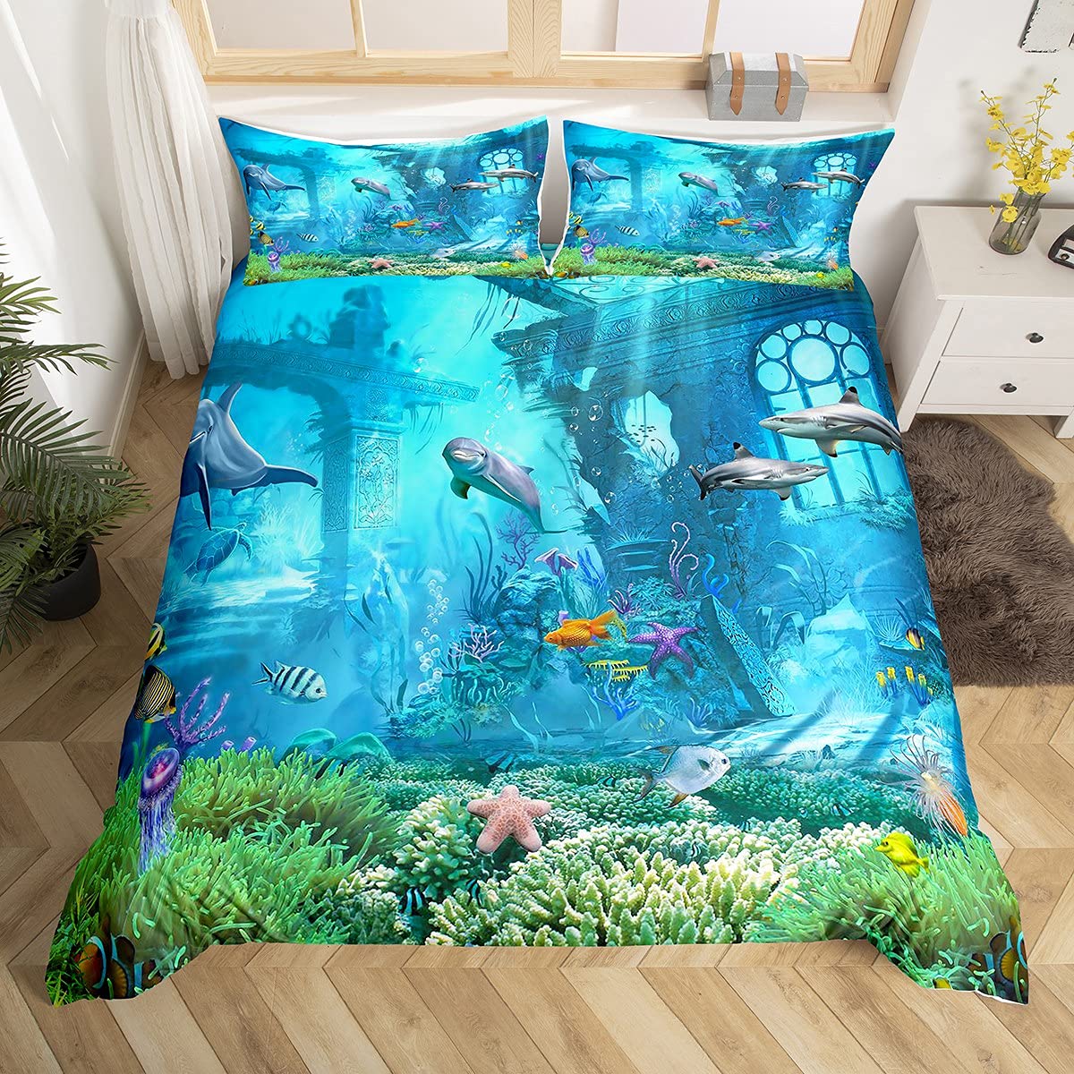 Fish Duvet Cover Set Ocean Bed - Fishing Boat Cover のレビューと価格
