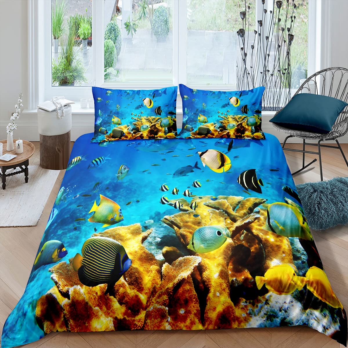 Fish Duvet Cover Set Ocean Bed - Fishing Boat Cover のレビューと価格
